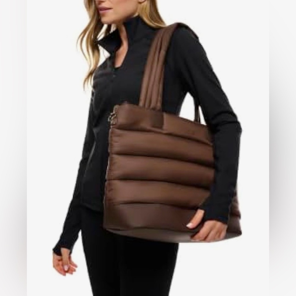 Lole Chocolate Brown Quilted Puffer Tote Bag